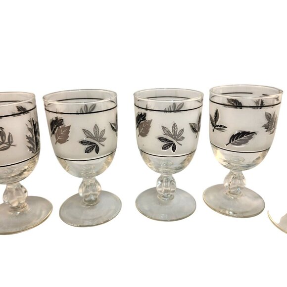 Libbey Frosted Silver Leaves Goblets Mint Condition Set Of 6 Vintage - Picture 9 of 13